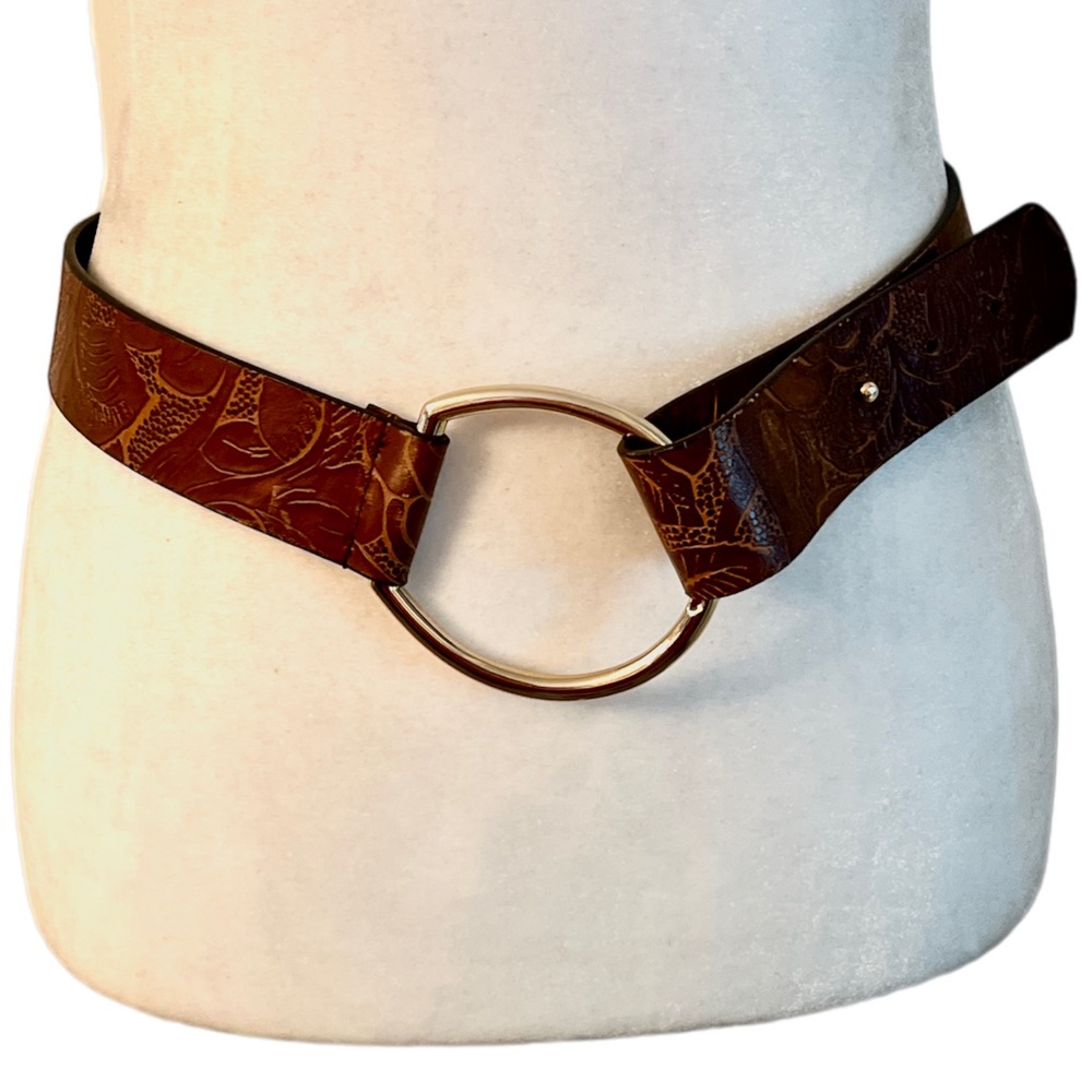 Vintage August Max belt brown embossed leather EUC